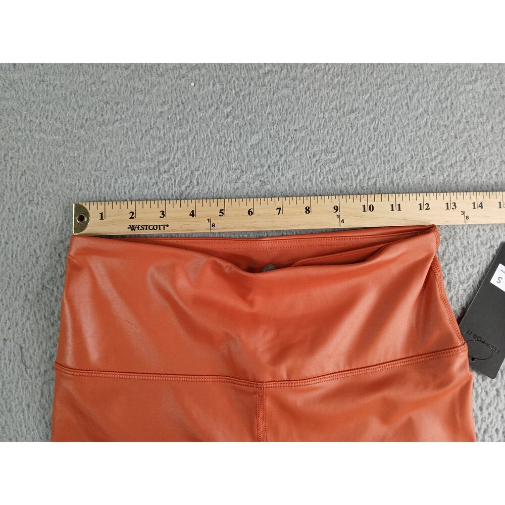 90 Degree By Reflex Leggings Womens Small Orange Stretch Shine Athletic NWT - Picture 6 of 8